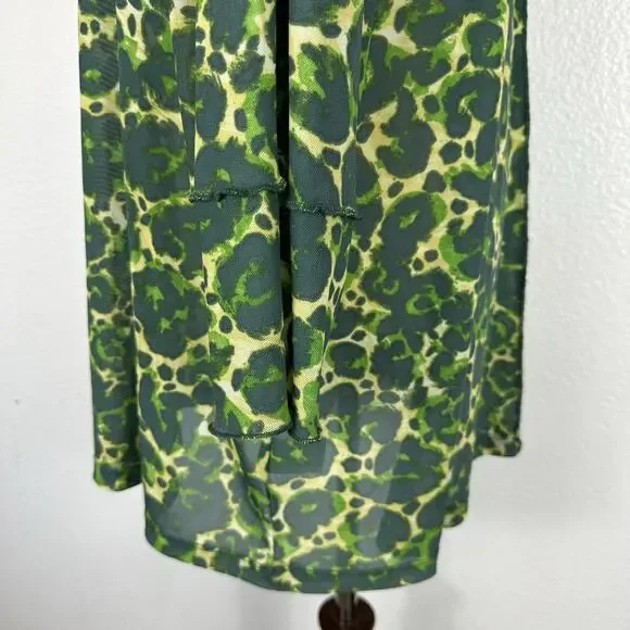 LOGO Layers Lori Goldstein Top Women XL Jade Green Sheer Mesh Tunic Layer Artsy - Picture 8 of 13